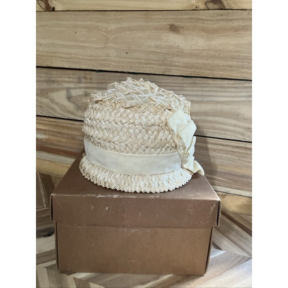 Vintage Interwoven Straw Hat In Box - Picture 1 of 16